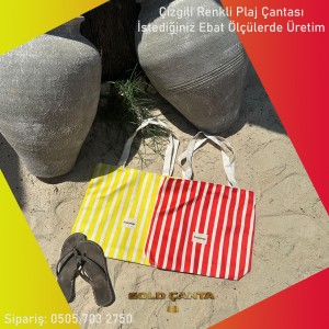 Çizgili Renkli Plaj Çantası